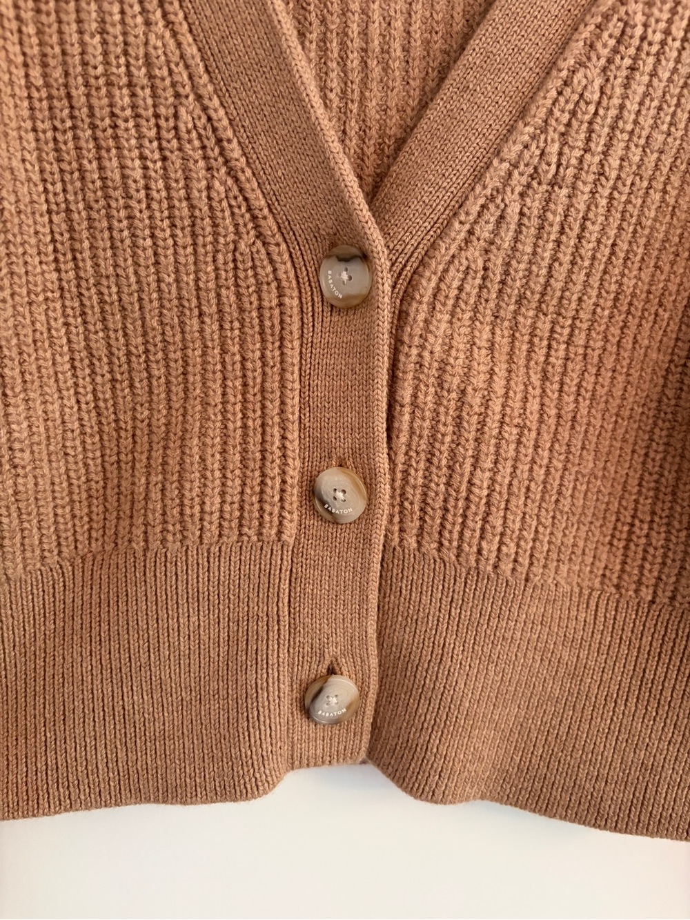 Babaton Cropped V-Neck Cardigan in Camel - Picture 2 of 5